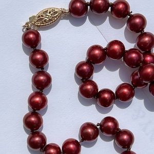 Red dyed freshwater pearl necklace